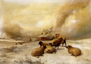 托馬斯 辛德尼 庫珀 Sheep In A Winter Landscape